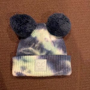 CC Baby Double Pom Beanie - Blue & Turquoise- like new! Never worn!